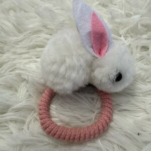 Plush White Bunny girl hair tie